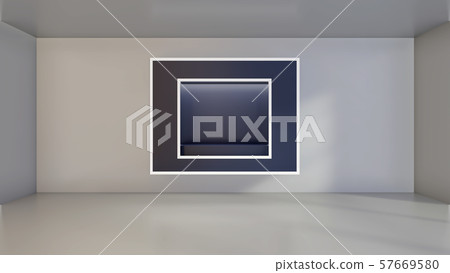 Shop exterior with large empty showcase. Mock up. 3d rendering Shop exterior with large empty showcase. Mock up. 3d rendering 57669580