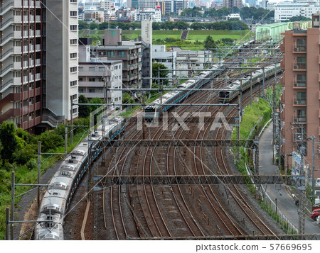 Railway scenery from Kawaguchi Station to Akabane Keihin Tohoku Line and Shonan Shinjuku Line 57669695