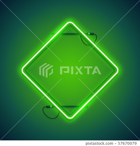 Square Rhombic Green Neon Frame 57670079