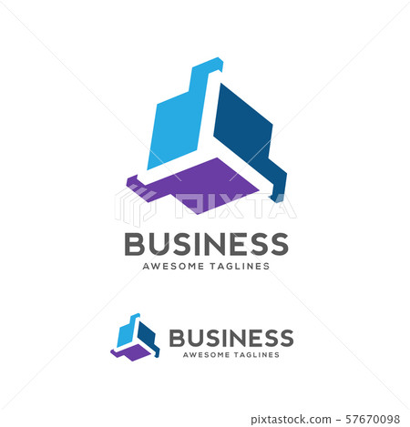 modern Logo of a stylized 3d cube, cube isometric, 3D  abstract geometric technology symbol, Volume Logo Colorful. 3d Vector Design. Corporate identity 57670098