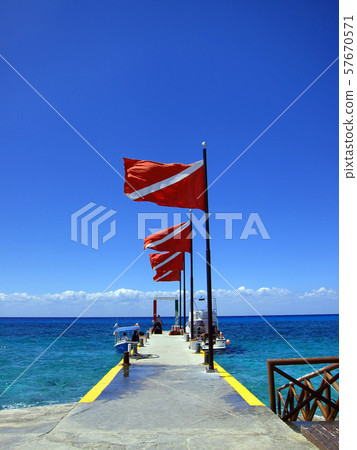 Diving flag fluttering in the wind Diving flag fluttering in the wind 57670571