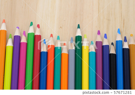 group of drawing color pencils on wooden background group of drawing color pencils on wooden background 57671281