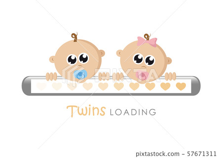 baby girl and boy twins loading bar with hearts baby girl and boy twins loading bar with hearts 57671311