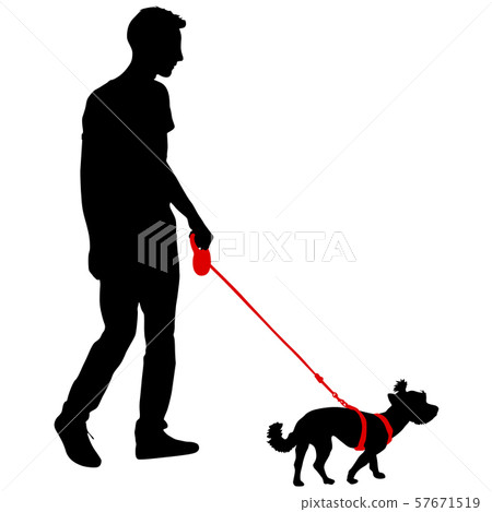 Silhouette of man and dog on a white background Silhouette of man and dog on a white background 57671519