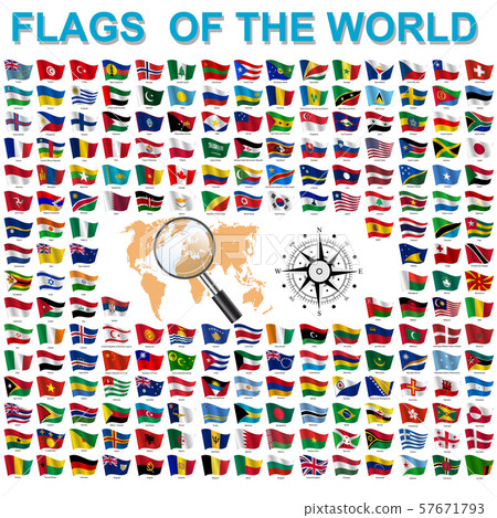 Set of Flags of world sovereign states signed by 57671793