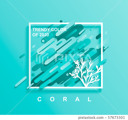 Square frame for text with Coral in trendy colors. 57673301