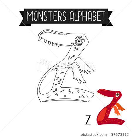 Coloring Page Monsters Alphabet Letter Z Stock Illustration 57673312 Pixta