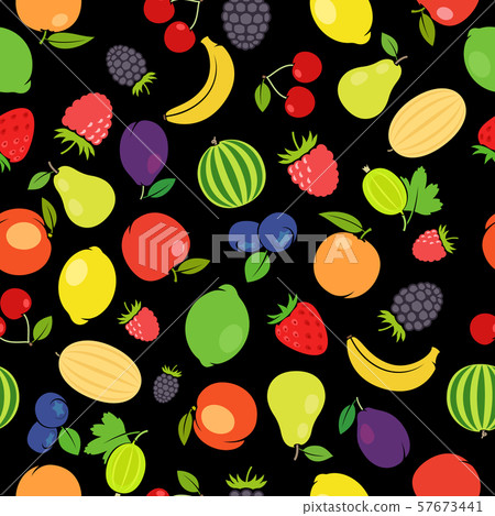 Fruits colorful seamless pattern - Stock Illustration [57673441] - PIXTA