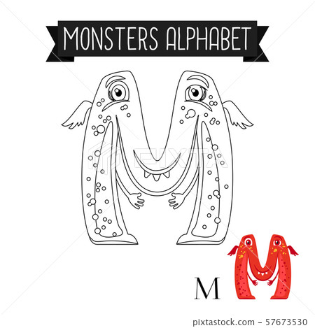 Download Coloring Page Monsters Alphabet Letter M Stock Illustration 57673530 Pixta
