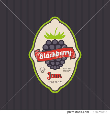 Blackberry jam retro fruit label Blackberry jam retro fruit label 57674086