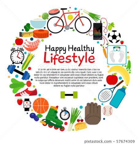 Healthy and active lifestyle vector card Healthy and active lifestyle vector card 57674309