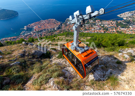 Panoramic aerial view of Dubrovnik on a sunny morning. 57674330