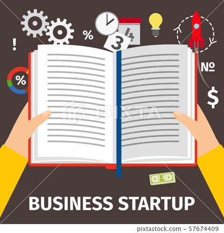 Reading book about business startup 57674409