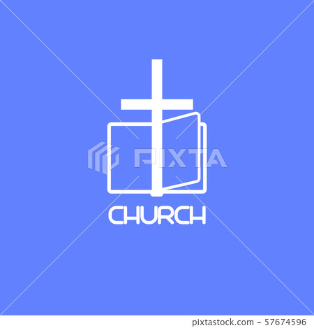 Church logo with book and cross 57674596