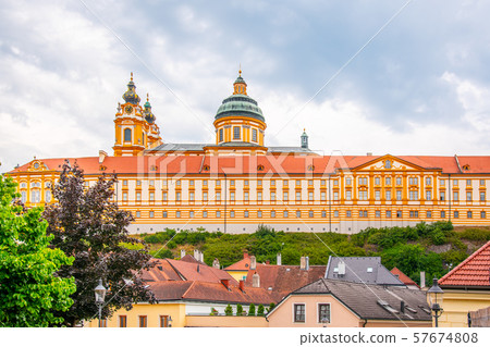 Melk Abbey, German: Stift Melk. Benedictine abbey above the town of Melk in Lower Austria, Austria Melk Abbey, German: Stift Melk. Benedictine abbey above the town of Melk in Lower Austria, Austria 57674808
