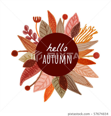 Autumn leaves wreath isolated on white - Stock Illustration [57674834 ...