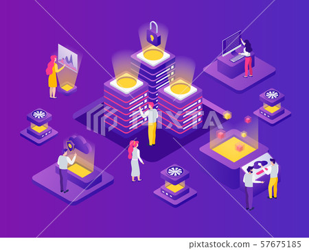 Datacenter Isometric Composition - Stock Illustration [57675185] - PIXTA