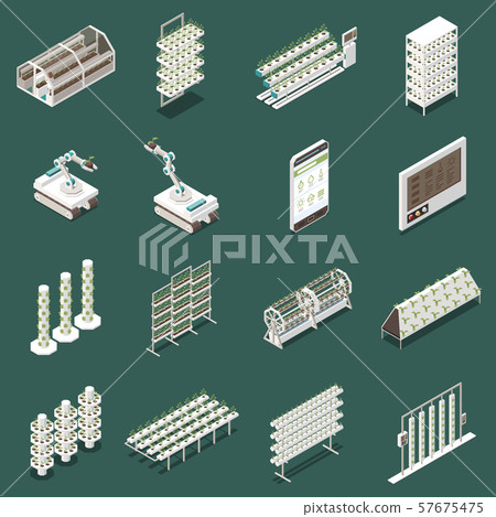 Modern Greenhouse Icons Set 57675475