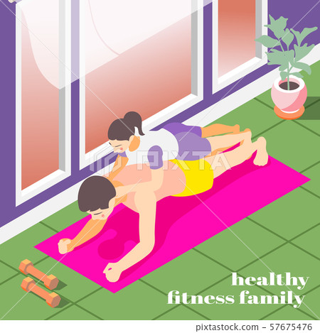 Healthy Family Fitness Isometric Background  57675476