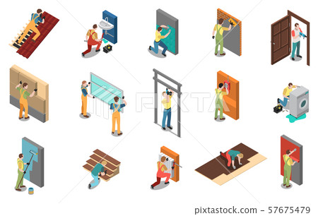 Home Repair Worker Icons Set Home Repair Worker Icons Set 57675479