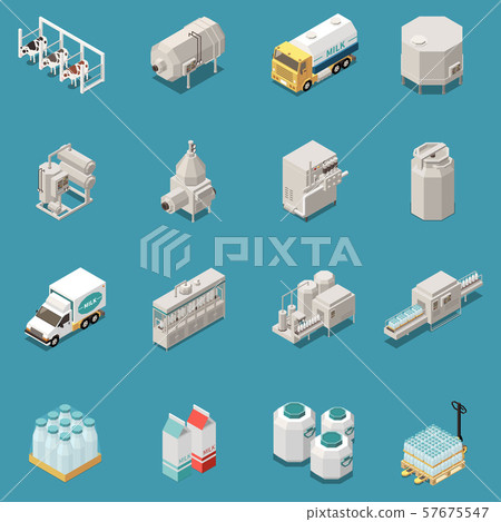Milk Production Icons Set 57675547
