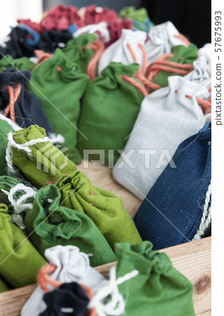 set cotton bag mini green white closeup set cotton bag mini green white closeup 57675993