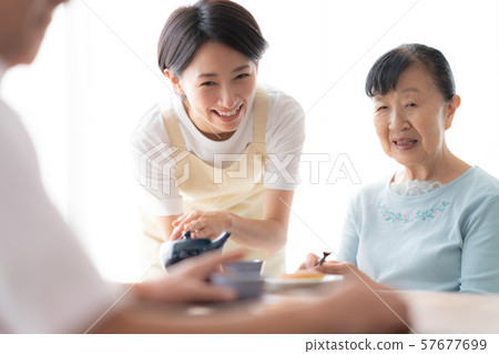 Three people three people meal nursing home at home lifestyle old man interior design room white natural light Three people three people meal nursing home at home lifestyle old man interior design room white natural light 57677699