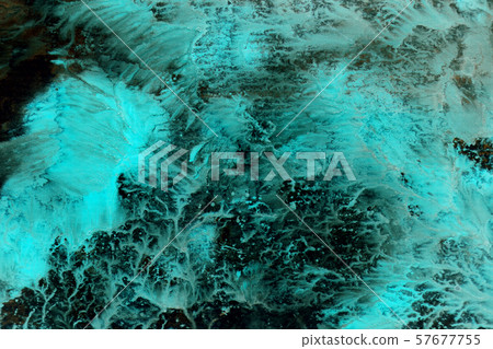 abstract green nebula painted with acrylic on canvas on black background with white spots abstract green nebula painted with acrylic on canvas on black background with white spots 57677755