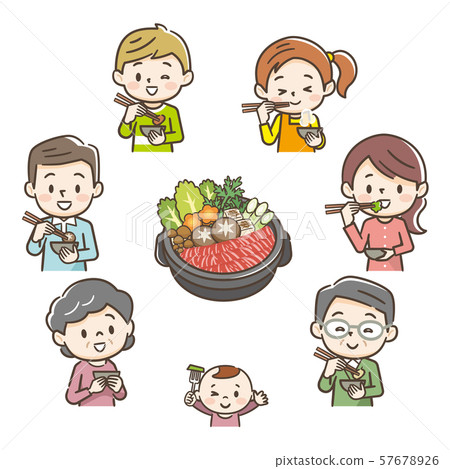 插图素材: 家人吃寿喜烧 查看全部