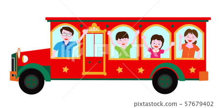 Family traveling by bus Family traveling by bus 57679402