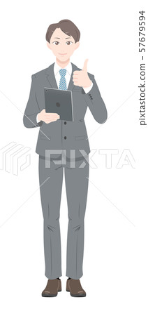 GOOD pose tablet business suit male full body 57679594