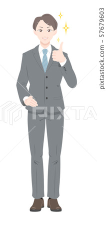 GOOD pose doya face business suit male full body 57679603