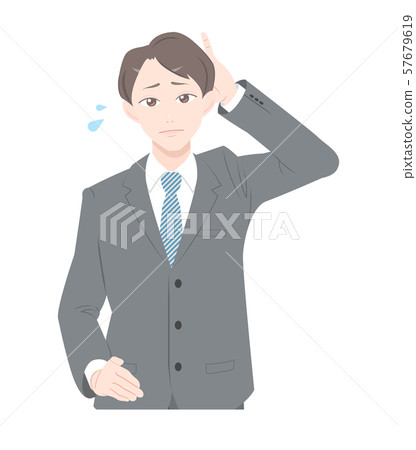 Troubled pose business suit male upper body Troubled pose business suit male upper body 57679619