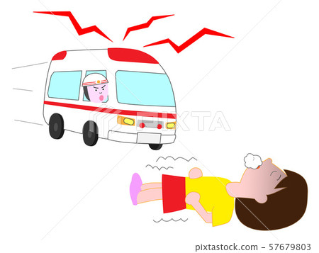 The child is in danger. An ambulance came. 57679803