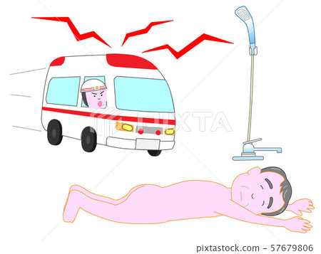 The elderly fell down. An ambulance came. AED came. 57679806