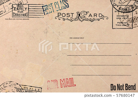 Backside of blank postcard with dirty stain Backside of blank postcard with dirty stain 57680147
