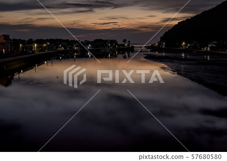 Evening view of Ikkiyama River and Kawaguchi Bridge Evening view of Ikkiyama River and Kawaguchi Bridge 57680580