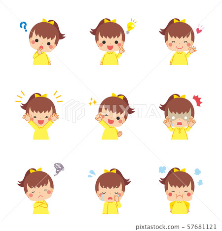 Ponytail Girl's Various Expressions Variety Set Ponytail Girl's Various Expressions Variety Set 57681121