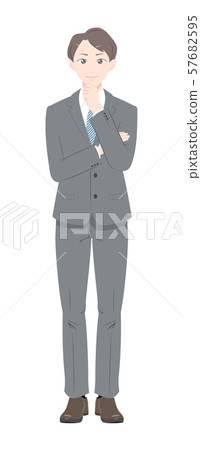 擔心的姿勢西裝男性全身 57682595