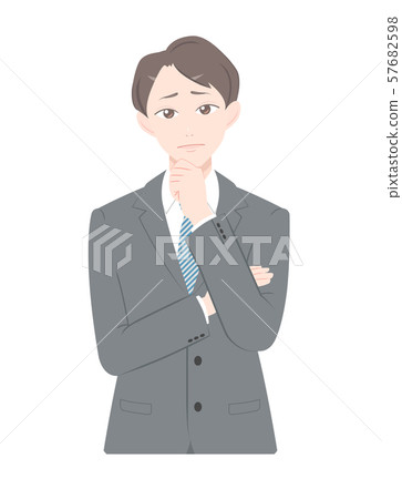 Worried pose anxiety business suit male upper body - Stock Illustration ...