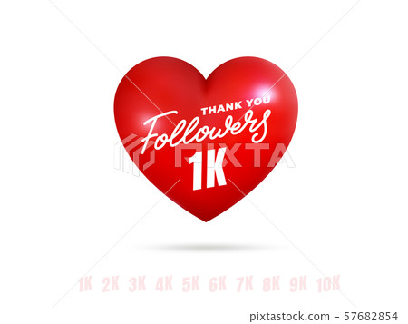 Followers thank you. Template for social media celebrate subscribers milestone with glossy heart Followers thank you. Template for social media celebrate subscribers milestone with glossy heart 57682854