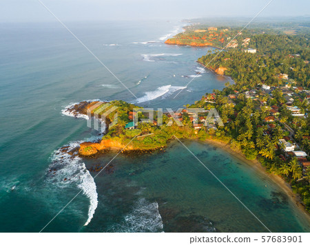 Aerial view of beautiful seascape with fishermen Aerial view of beautiful seascape with fishermen 57683901