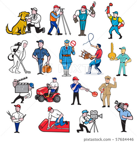 Tradesman Mascot Cartoon Set 57684446