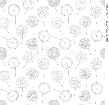 Hand drawn fluffy dandelion silhouettes seamless 57684960