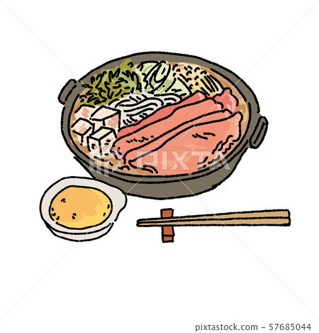 Sukiyaki Japanese food illustration hand drawn Sukiyaki Japanese food illustration hand drawn 57685044