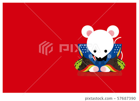 新年的卡片材料2020 Fukusuke老鼠例證 57687390