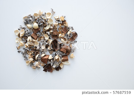 Flowers composition. Frame made of dried rose flowers on white background 57687559