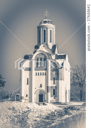 Temple view. Church view. Old vintage photo 57688641
