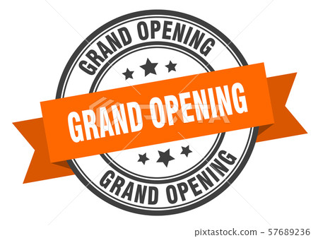 grand opening label. grand opening orange band 57689236