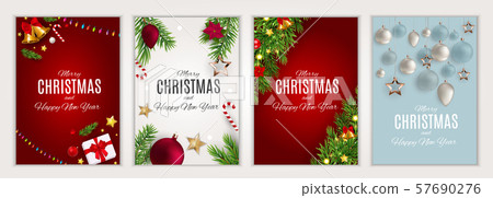 Merry Christmas and Happy New Year posters set. 57690276